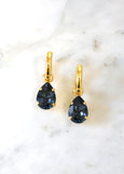 Blue Navy Earrings, Navy Blue Drop Earrings, Dark Blue Huggies Earrings, Bridal Navy Blue Earrings, Gift for her, Crystal Blue Drop Earrings