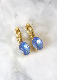 Blue Drop Earrings, Ocean Blue Crystal Earrings, Ocean Blue Huggies Earrings, Bridal Crystal Earrings, Gift for her, Orange Drop Earrings