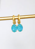 Blue Hoop Earrings, Turquoise Crystal Earrings, Blue Lagoon Huggies Earrings, Crystal Huggies Earrings, Gift for her, Blue Drop Earrings
