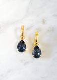Blue Navy Earrings, Navy Blue Drop Earrings, Dark Blue Huggies Earrings, Bridal Navy Blue Earrings, Gift for her, Crystal Blue Drop Earrings