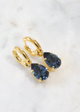 Blue Navy Earrings, Navy Blue Drop Earrings, Dark Blue Huggies Earrings, Bridal Navy Blue Earrings, Gift for her, Crystal Blue Drop Earrings