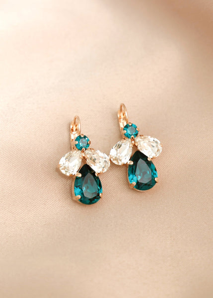 Emerald Green Bridal Earrings, Dark Green Crystal Earrings, Bridal Emerald Drop Earrings, Emerald Dangle Earrings, Green Forest Earrings