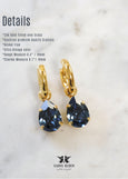 Blue Navy Earrings, Navy Blue Drop Earrings, Dark Blue Huggies Earrings, Bridal Navy Blue Earrings, Gift for her, Crystal Blue Drop Earrings