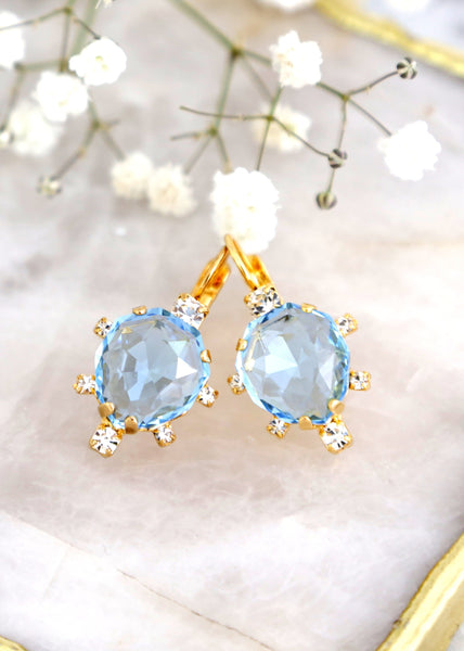 Aquamarine Drop Earrings, Bridal Aquamarine Crystal Earrings, Light Blue Drop Earrings, Bridal Something Blue Earrings, Aquamarine Droplets