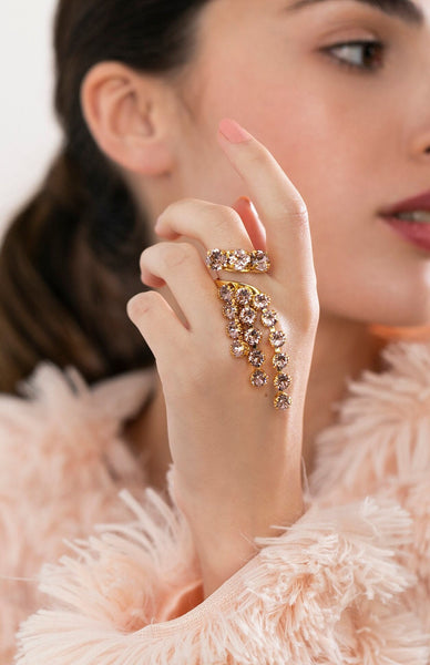 Cocktail Crystal Ring, Blush Pink Cocktail Crystal Ring, Statement Blush Crystal Ring, Oversize Dusty Rose Crystal Adjustable Ring
