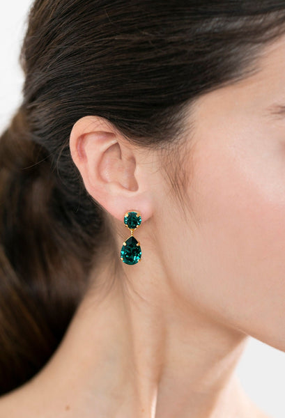 Emerald Classic Earrings, Bridal Emerald Green Chandelier Drop Earrings, Green Emerald Mini Chandelier Earrings, Bridal Green Drop Earrings