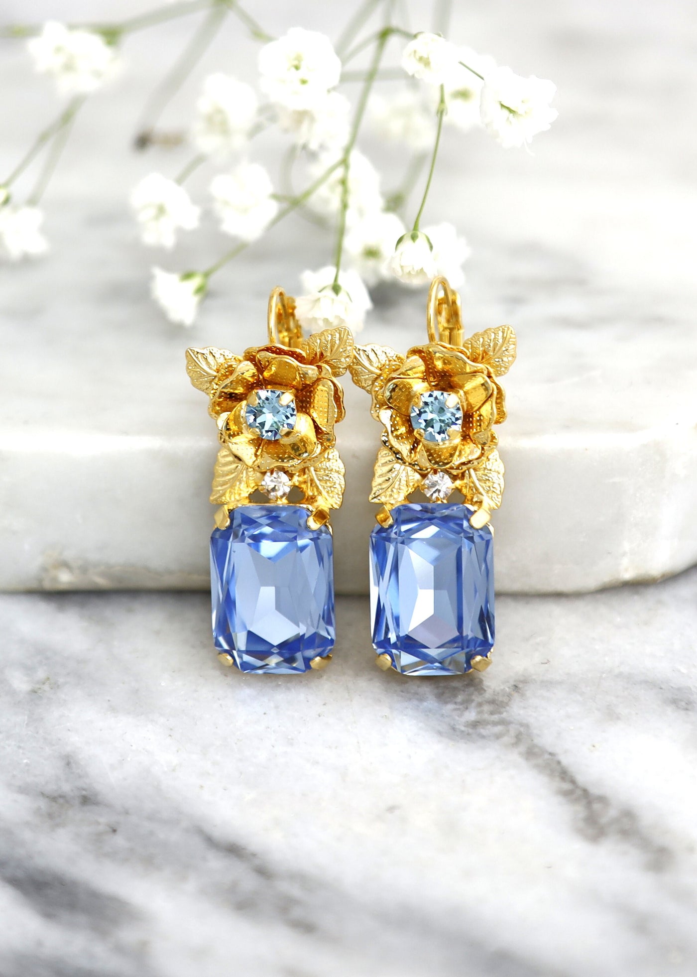 Aquamarine Drop Earrings, Bridal Aquamarine Crystal Earrings, Light Blue Crystal Drop Earrings, Bridal Drop Earrings, Bridesmaids Earrings