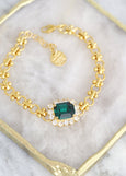 Emerald Green Crystal Bracelets, Green Bridal Crystal Gold Bracelet, Bridal Green Forest Crystal Bracelet, Swarovski Emerald Bracelet