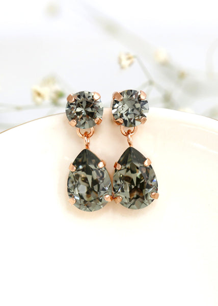 Gray Crystal Classic Crystal Chnadelier Earrings, Bridal Gray Chandelier Earrings, Bridmaid Gift, Gray Drop Earrings, Gift For Her