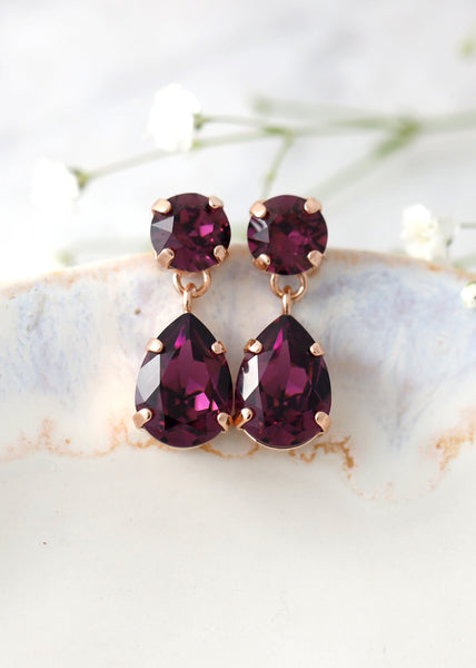 Mulberry Crystal  Chandelier Earrings, Bridal Plum Purple Chandelier Earrings, Bridesmaids Earrings, Drop Earrings, Gift For Her