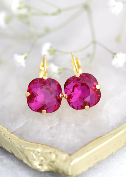 Fuchsia Pink Drop Earrings, Magenta Crystal Drop Earrings, Fuchsia Pink Drop Earrings,  Magents Earrings, Bridesmaids Earrings, Fift For Her