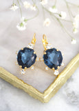 Blue Navy Drop Earrings, Bridal Blue Navy Crystal Swarovski Earrings, Dark Blue Earrings, Bridal Navy Blue Earrings, Blue Sapphire Earrings