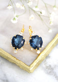 Blue Navy Drop Earrings, Bridal Blue Navy Crystal Swarovski Earrings, Dark Blue Earrings, Bridal Navy Blue Earrings, Blue Sapphire Earrings