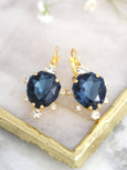 Blue Navy Drop Earrings, Bridal Blue Navy Crystal Swarovski Earrings, Dark Blue Earrings, Bridal Navy Blue Earrings, Blue Sapphire Earrings