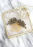Bridal Gray Hair Comb, Dark Gray Bridal Hair Crystal Comb, Black Gold Hair Comb, Bridal Hair Accessories, Bridal Swarovski Gray Hair Comb