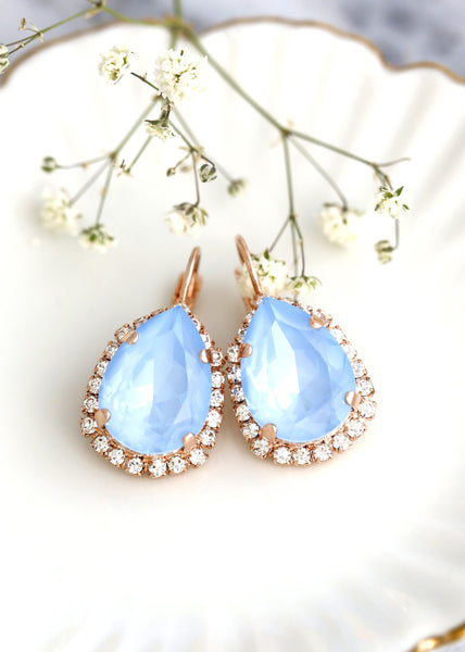 Powder Blue Drop Earrings, Powder Blue Crystal Earrings, Crystal Light Blue Crystal Earrings, Blue Bridal Earrings, Bridesmaids Earrings.