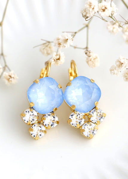 Powder Blue Earrings, Powder Blue Drop Crystal Earrings, Bridal Blue Earrings, Light Blue Crystal Earrings, Sky Blue Bridal Drop Earrings