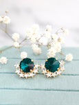 Emerald Green Earrings, Dark Green Swarovski Crystal Earrings, Christmas Gift For Her, Christams Jewelry, Forest Green Swarovski Star Studs