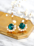 Emerald Green Earrings, Dark Green Swarovski Crystal Earrings, Christmas Gift For Her, Christams Jewelry, Forest Green Swarovski Star Studs
