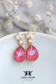 Pink Drop Earrings, Pink Neon Swarovski Crystal Earrings, Hot Pink Chandelier, Pink Crystal Earrings, Pink Drop Bridesmaids Earrings