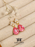 Pink Drop Earrings, Pink Neon Swarovski Crystal Earrings, Hot Pink Chandelier, Pink Crystal Earrings, Pink Drop Bridesmaids Earrings
