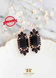 Black Gold Crystal Earrings, Black Swarovski Drop Earrings, Bridal Black Drop Earrings, Black Gold Earrings, Bridesmaids Black Earrings