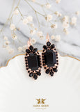 Black Gold Crystal Earrings, Black Swarovski Drop Earrings, Bridal Black Drop Earrings, Black Gold Earrings, Bridesmaids Black Earrings
