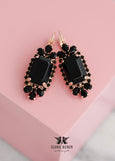 Black Gold Crystal Earrings, Black Swarovski Drop Earrings, Bridal Black Drop Earrings, Black Gold Earrings, Bridesmaids Black Earrings