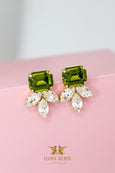 Olive Green Stud Earrings, Olivine Green Crystal Earrings, Green Lime Stud Earrings, Bridesmaids Earrings, Handmade Gift Gor Her.