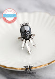 Skull Ring, Skull Gothic Black Silver Ring, Crystal Skull Ring, Gift For Her, Crystal Ring, Sugar Skull Ring, Gothic Silver Adjustable Ring.