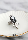 Skull Ring, Skull Gothic Black Silver Ring, Crystal Skull Ring, Gift For Her, Crystal Ring, Sugar Skull Ring, Gothic Silver Adjustable Ring.