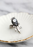 Skull Ring, Skull Gothic Black Silver Ring, Crystal Skull Ring, Gift For Her, Crystal Ring, Sugar Skull Ring, Gothic Silver Adjustable Ring.
