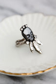 Skull Ring, Skull Gothic Black Silver Ring, Crystal Skull Ring, Gift For Her, Crystal Ring, Sugar Skull Ring, Gothic Silver Adjustable Ring.