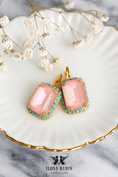 Peach Drop Earrings, Pastel Peach Crystal Lever back Earrings, Peach Fuzz Earrings, Bridesmaids Earrings, Peach Green Earrings, Gift For Her