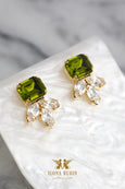 Olive Green Stud Earrings, Olivine Green Crystal Earrings, Green Lime Stud Earrings, Bridesmaids Earrings, Handmade Gift Gor Her.