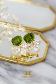 Olive Green Stud Earrings, Olivine Green Crystal Earrings, Green Lime Stud Earrings, Bridesmaids Earrings, Handmade Gift Gor Her.