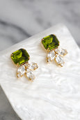 Olive Green Stud Earrings, Olivine Green Crystal Earrings, Green Lime Stud Earrings, Bridesmaids Earrings, Handmade Gift Gor Her.
