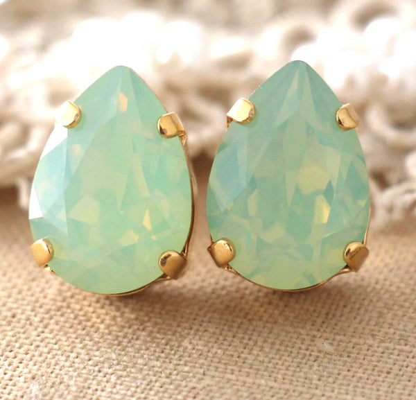 Mint Opal earrings Mint Green Opal Swarovski earrings Gift for woman Opal Drop earrings Bridesmaids earrings Mont Drop Swarovski earrings