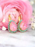 Pink Turquoise Earrings, Pink Earrings, Ultra Pink Drop Earrings