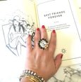Cocktail Ring,Statement Crystal Ring, Black Gold Ring,Crystal Big Ring, Statement Ring,Bridal Crystal Ring, Gift For Her,Trending Jewelry
