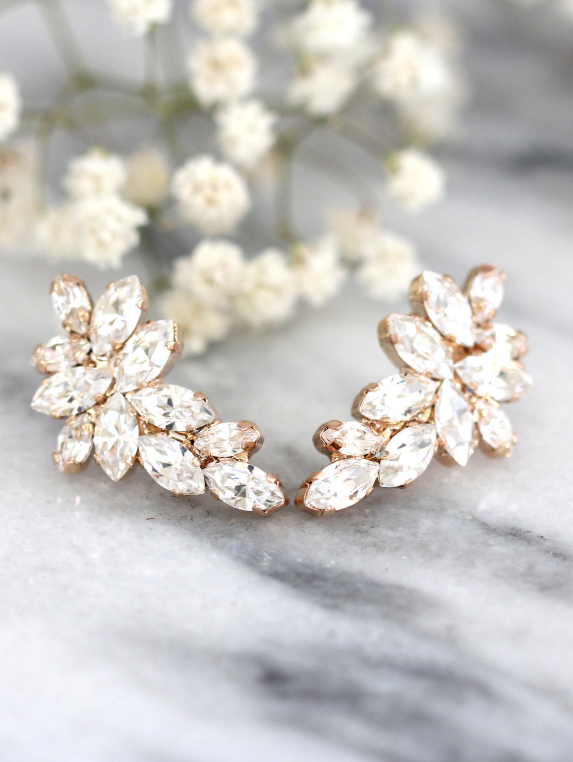 Shanty Clear Austrian Crystal Climbing Bridal Earrings