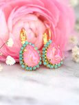 Pink Turquoise Earrings, Pink Earrings, Ultra Pink Drop Earrings